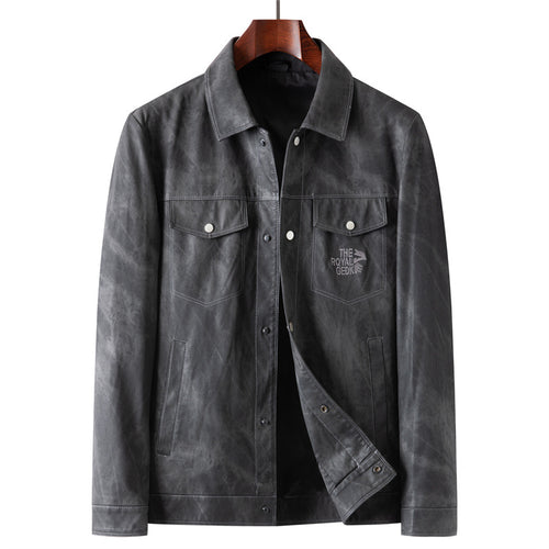 Herren Vintage-Lederoptik-Truckerjacke mit Used-Effekt und Brustpattentaschen Echo Archiv