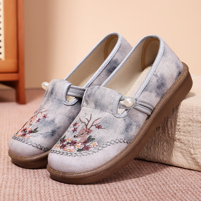 Damen nan bestickte Slipper mit Perlendetail, atmungsaktivem Textiloberteil und stoßdämpfender Komfortsohle Echo Archiv