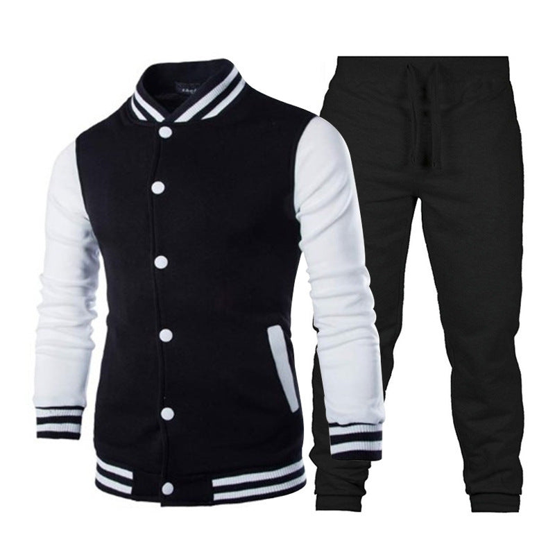 Herren sportlicher Varsity-Anzug mit kontrastierenden Ärmeln und elastischem Bund Echoarchiv