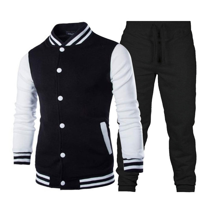 Herren sportlicher Varsity-Anzug mit kontrastierenden Ärmeln und elastischem Bund Echoarchiv