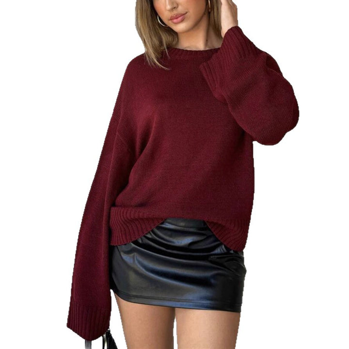 Damen Oversize-Feinstrickpullover mit kurzem Rumpf und geripptem Stehkragen – Mavelle