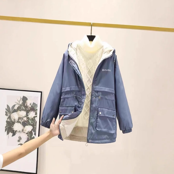 Damen gefütterte Parka-Jacke mit Kapuze und verstellbarem Taillenzug – Avérine