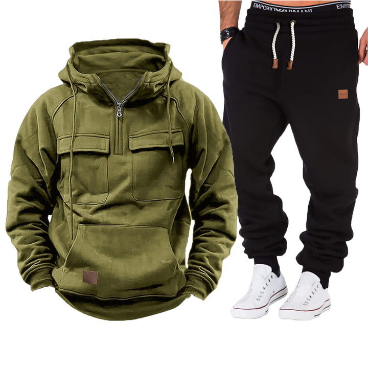 Herren funktionale Kapuzenjacke mit durchgehendem Reißverschluss und praktischen Taschen Echoarchiv