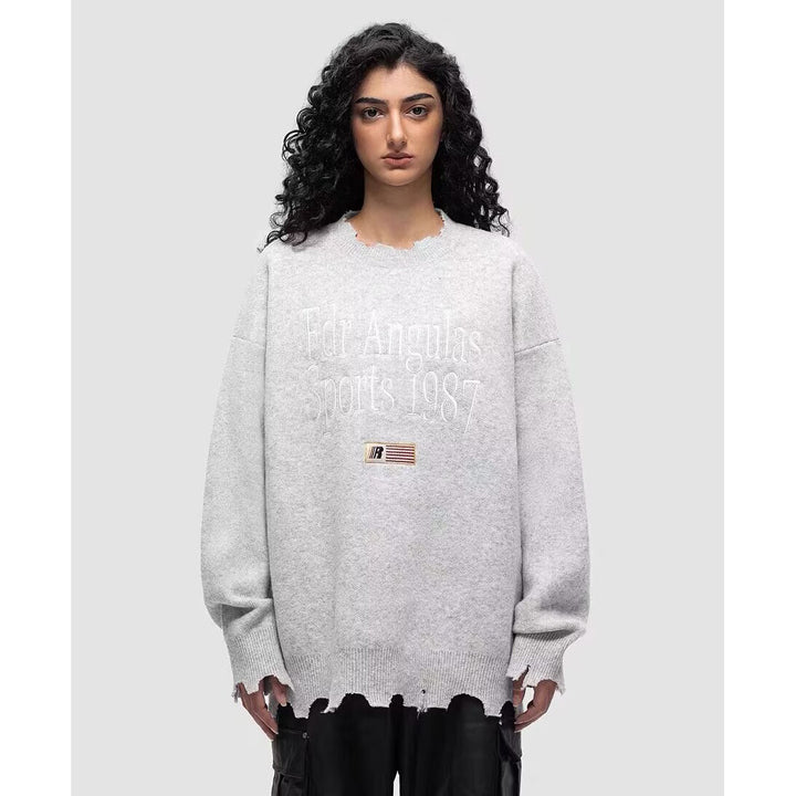 Herren Grobstrickpullover mit einzigartigem Grafikdesign Echoarchiv