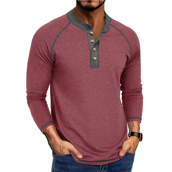 Herren Langarm-Henley-Shirt mit stilvollen Knopfdetails und atmungsaktivem Material Echoarchiv