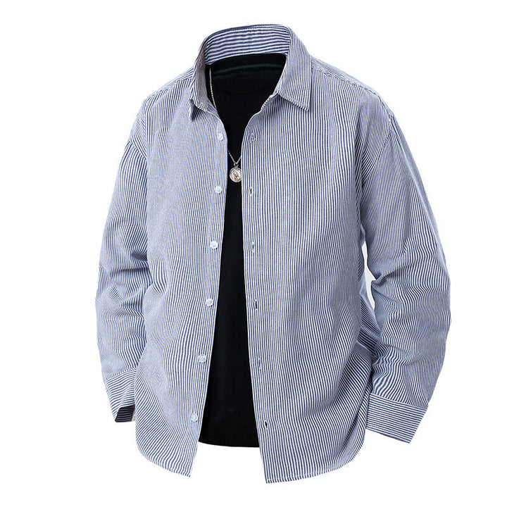 Herren nan gestreiftes Overshirt-Hemd mit lockerer Passform und Kentkragen Echo Archiv