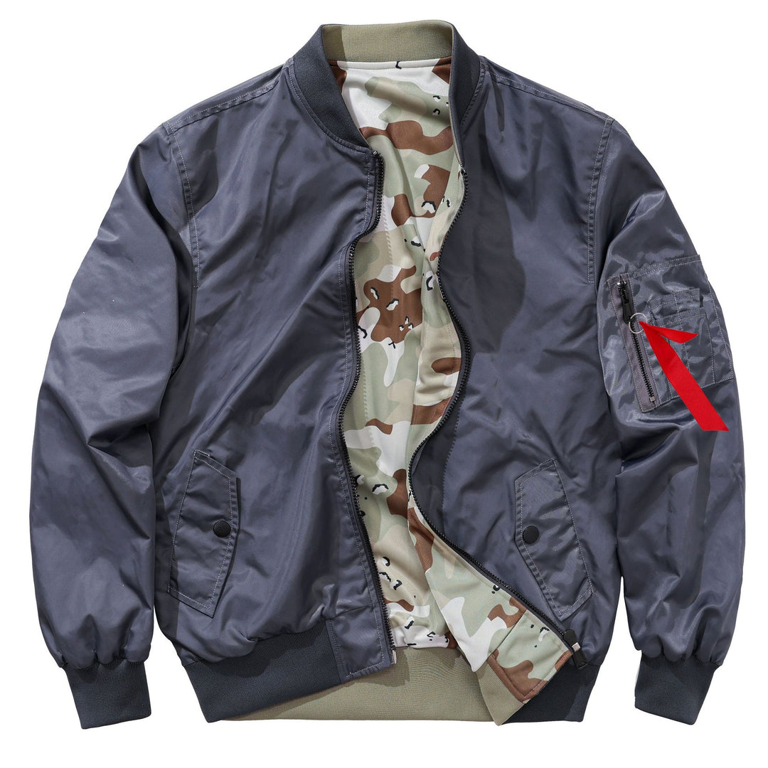 Men's MA-1 flight bomber jacket with camouflage lining sleeve utility pocket – Brevano