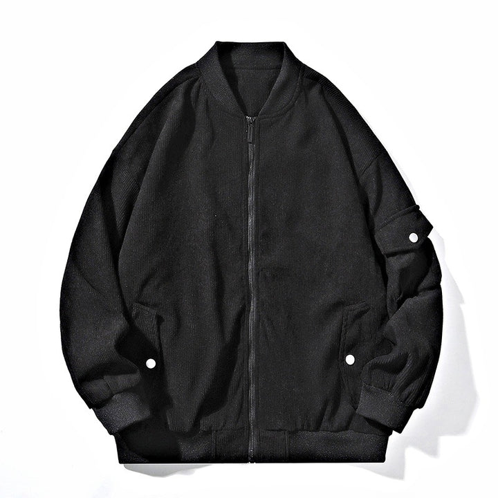 Herren Bomberjacke im Cordstruktur-Look mit Utility-Ärmeltasche, verdecktem Reißverschluss & gerippten Bündchen Echoarchiv