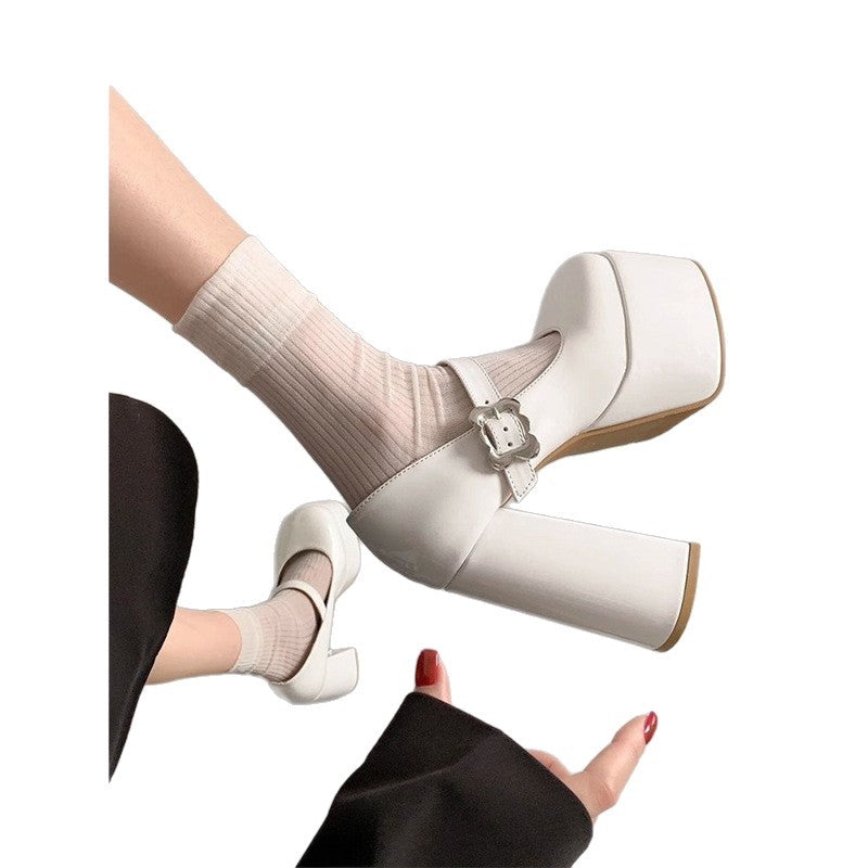 Damen Plateau-Mary-Jane Pumps mit hoher Plattform und sculpted Blockabsatz – Lioré