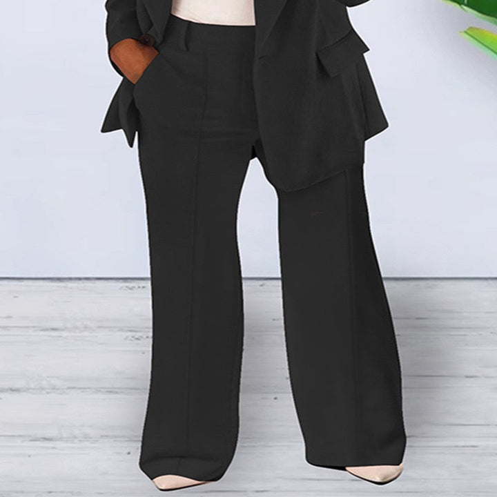 Damen nan bürotaugendes Hosenanzug Set mit weiter Hose und tailliertem Blazer Echo Archiv