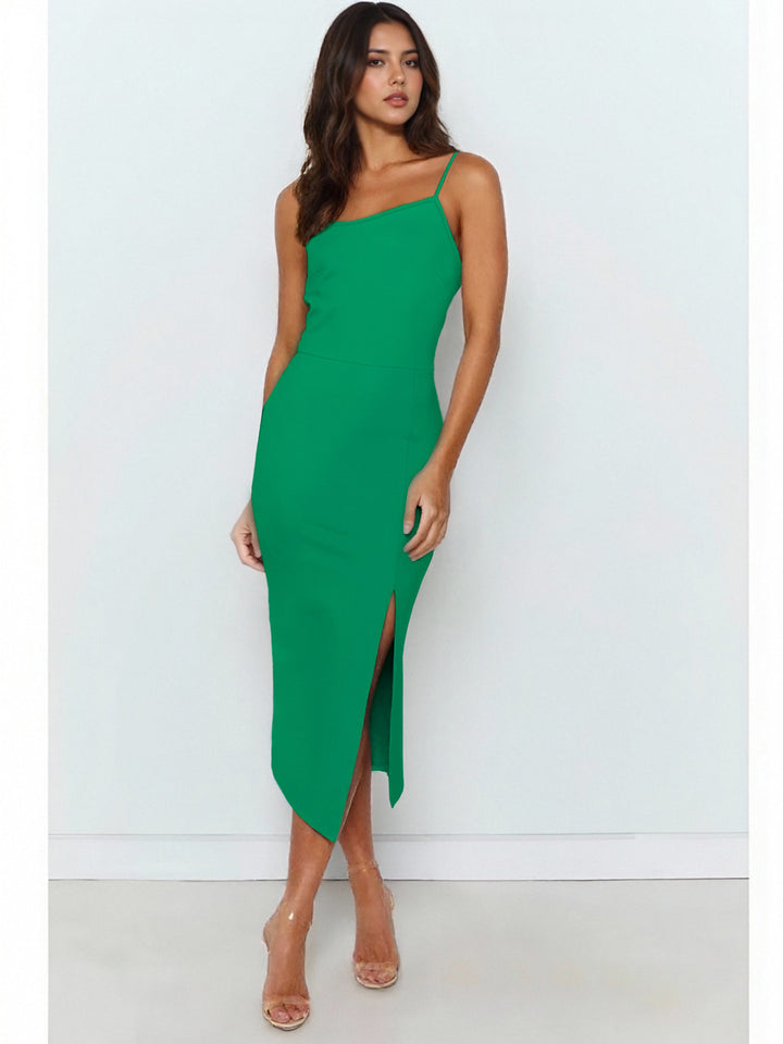 Damen Elegantes Midi-Kleid mit asymmetrischem Saum und Schlitz Echo Archiv