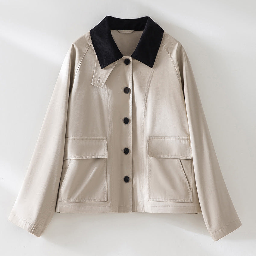 Damen Kurzjacke mit Cordkragen und aufgesetzten Taschen Echoarchiv