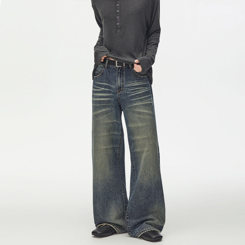Damen Extraweite Vintage-inspirierte Palazzodenim mit tiefem Schritt und geprägten Falten Echo Archiv