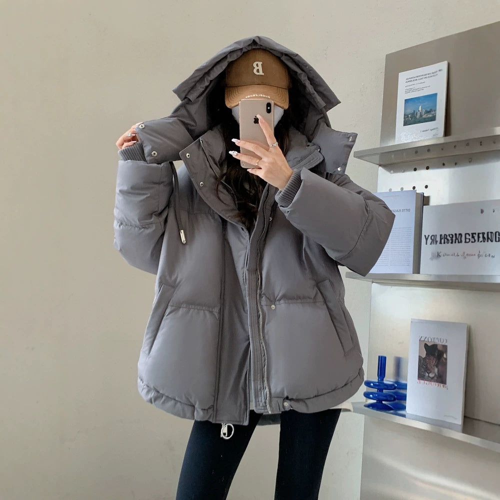 Damen nan oversized gesteppte Kurzjacke mit Kapuze, winddichter Fütterung und übergroßem Kragen Echo Archiv