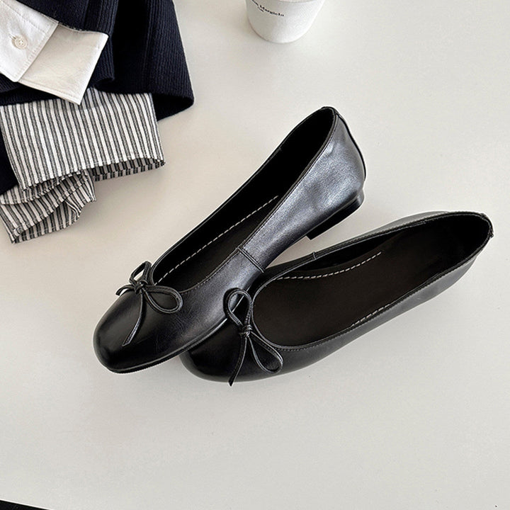 Damen Ballerina Schuhe aus weichem Leder mit elegantem Schleifendetail Echoarchiv