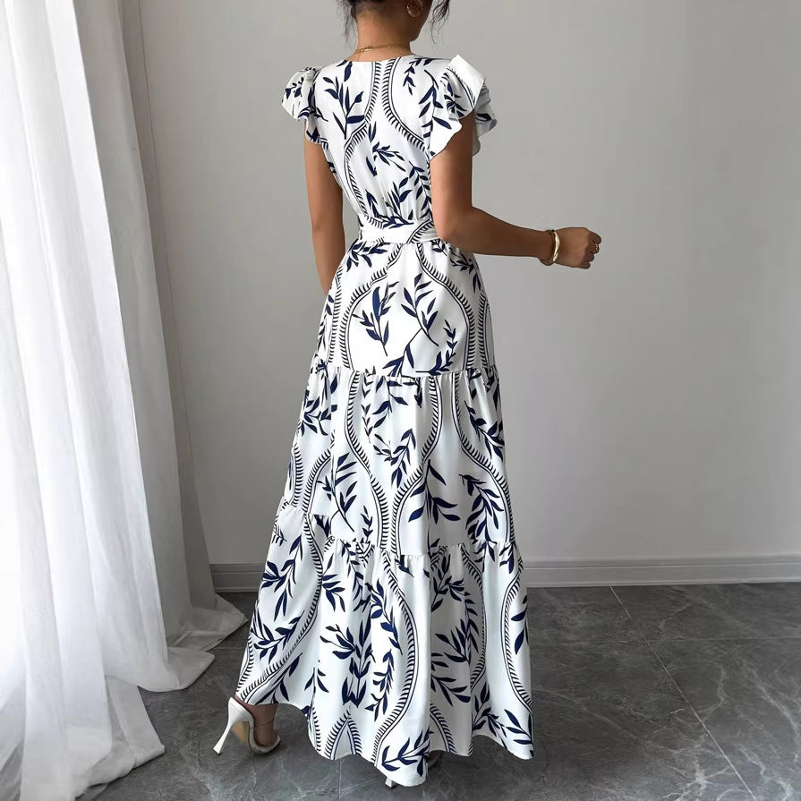 Damen Maxikleid im boho-inspirierten Design mit floralen Elementen und taillierbarem Gürtel Echo Archiv