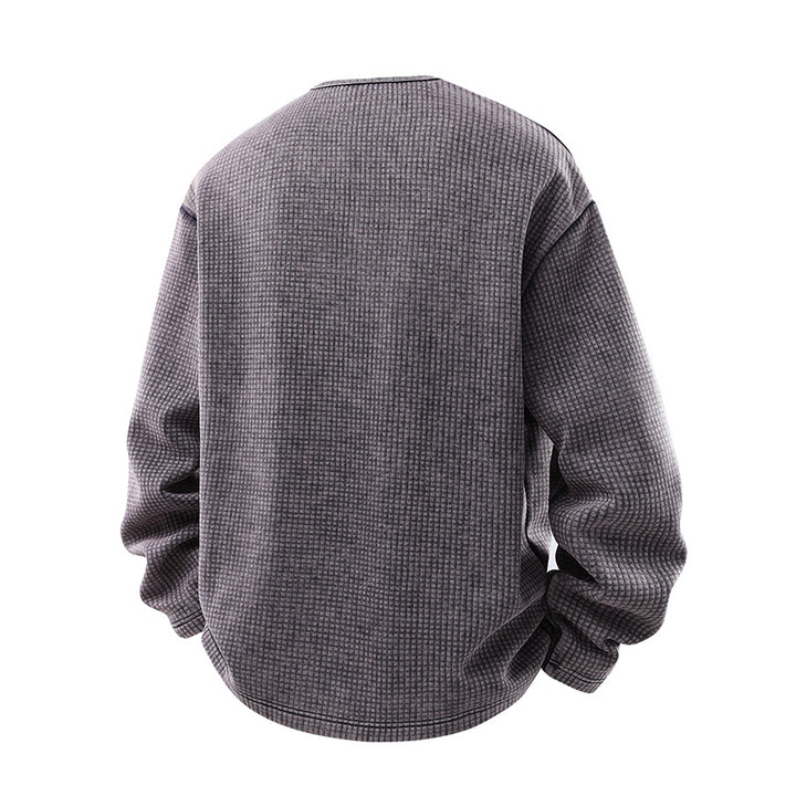 Herren Waffelstrick-Longsleeve mit V‑Schlitzkragen und Relaxed-Fit Echo Archiv
