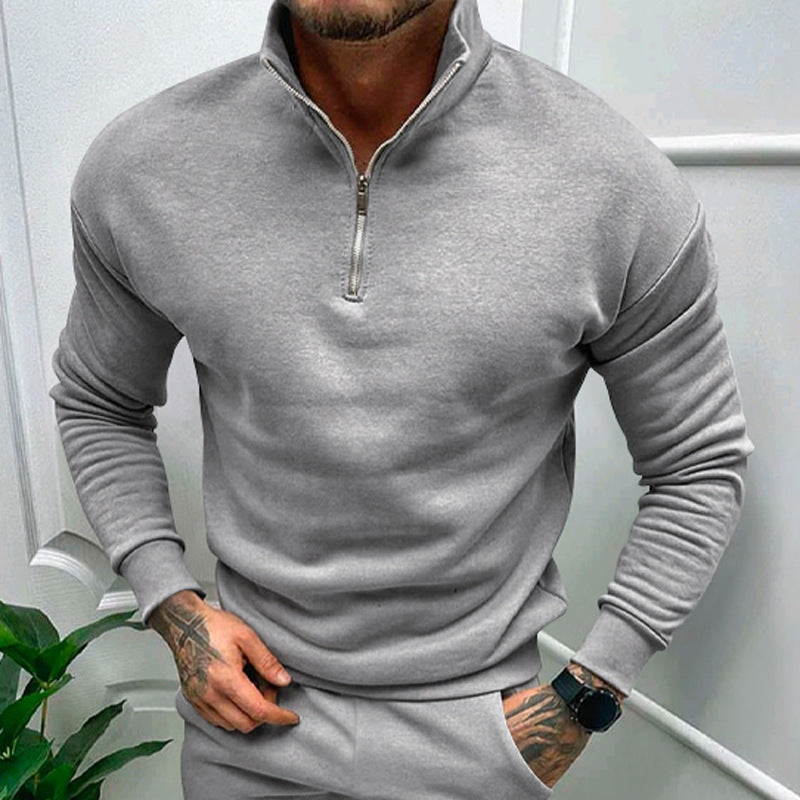Herren Pullover mit kurzem Reißverschluss und elastischen Bündchen Echoarchiv