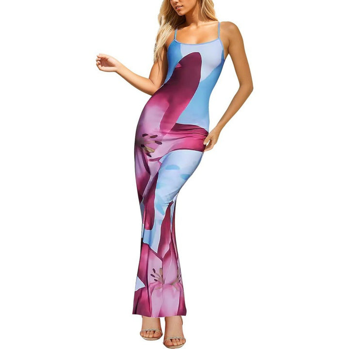 Maxikleid für Damen mit Details und einem farbenfrohen Grafikprint – Echo Archiv