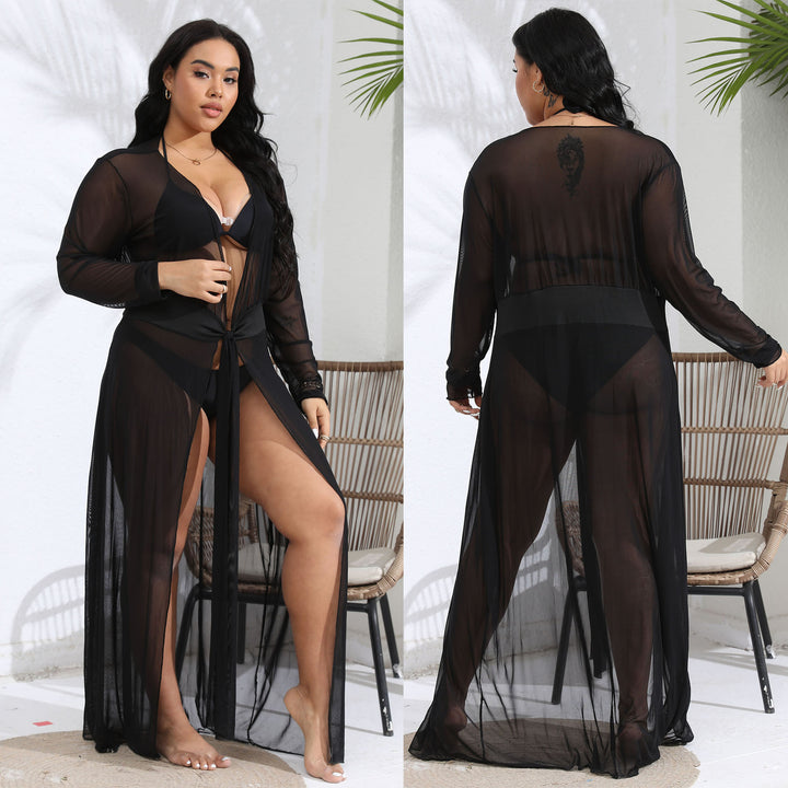 Damen transparenter Strandüberwurf mit verspieltem Taillengürtel Echo Archiv