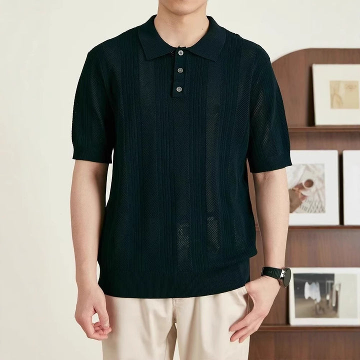 Herren Kurzarm Strick-Polo-Shirt Echo Archive