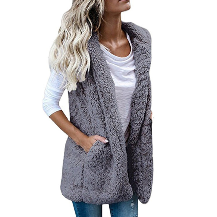 Damen nan flauschige Teddyweste mit Schalkragen und Eingrifftaschen Echo Archiv