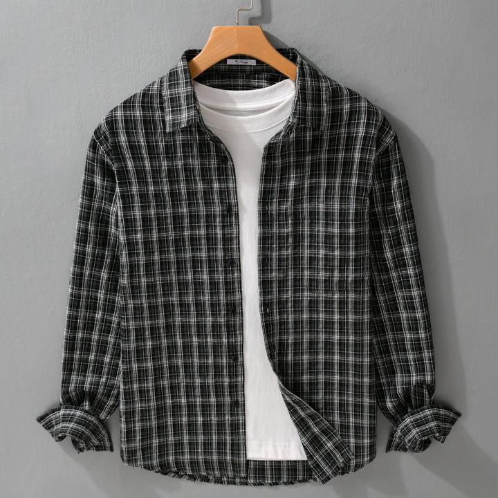 Herren Gebürstetes Karo-Layering-Hemd aus Baumwollflanell mit aufgesetzter Brusttasche und gerundetem Saum Echoarchiv