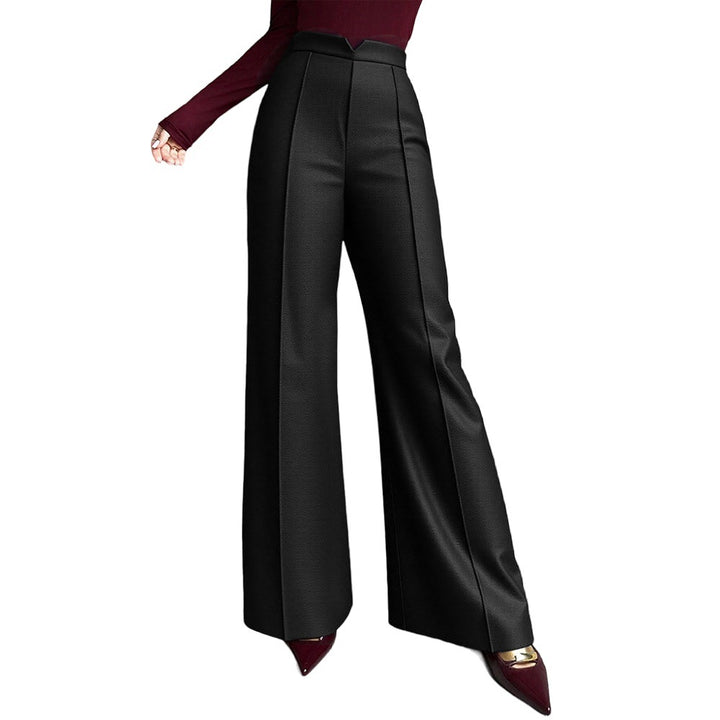 Damen elegante weite Palazzo-Hose mit Bügelfalte und hochgeschnittener Taille – Avélisse