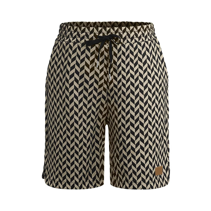Damen nan Jacquard-Shorts mit elastischem Komfortbund, Tunnelzug und Fischgrätmuster Echo Archiv