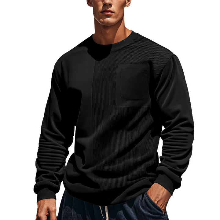Herren lässiges Sweatshirt mit strukturiertem Design und praktischer Brusttasche Echoarchiv