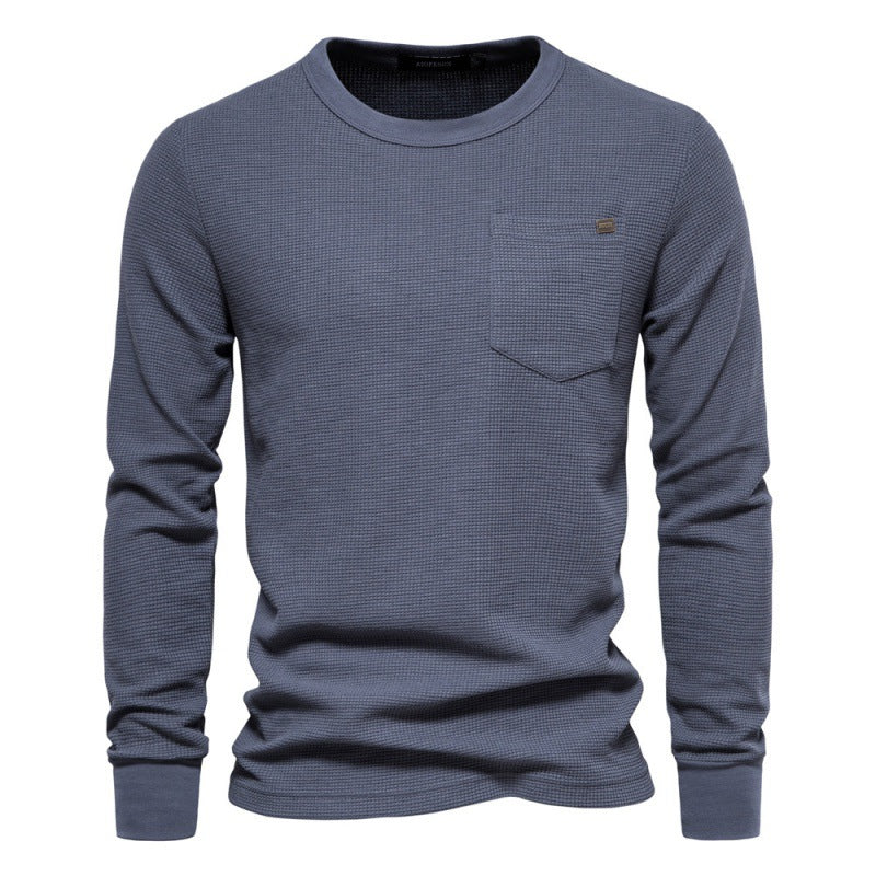 Herren Langarmshirt mit modularem Waffelstruktur und praktischer Brusttasche Echoarchiv