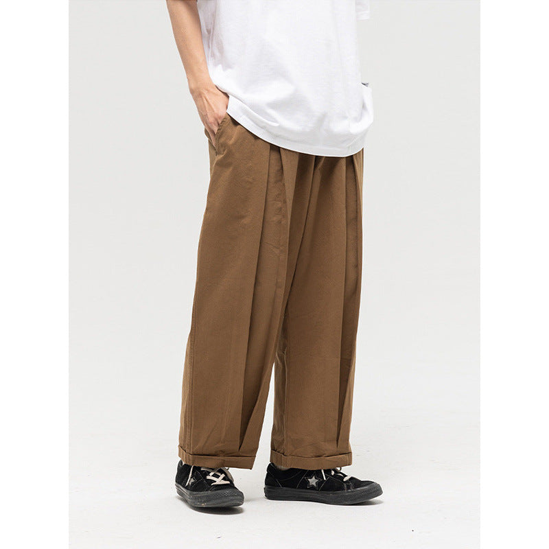 Damen Weite High‑Waist Bundfalten-Hose mit elastischem Kordelbund und gekrempeltem Saum Echo Archiv