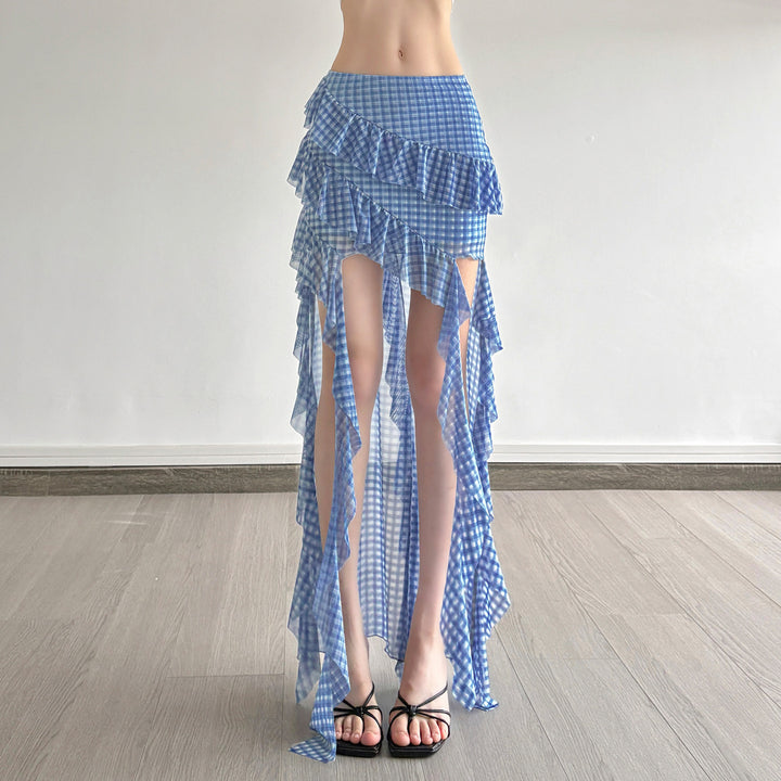 Damen Maxirock mit Rüschendetails und Vichy-Muster Echo Archiv