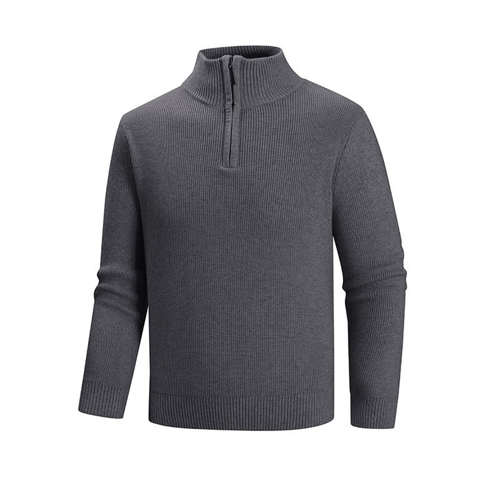 Herren modischer Strickpullover mit halbem Reißverschluss und strukturiertem Muster Echoarchiv