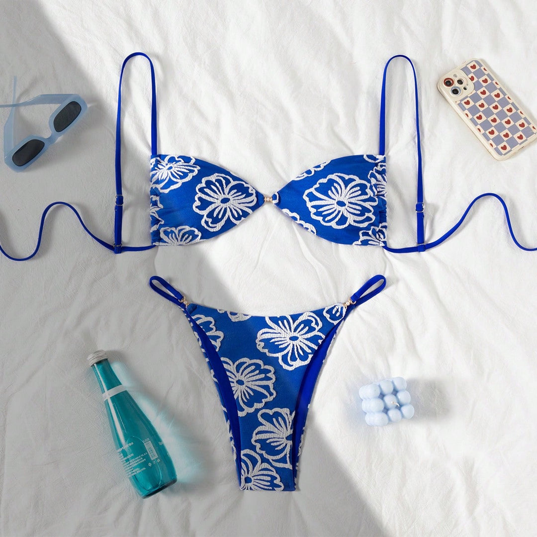 Damen Triangel-Bikini mit floralem Design und verstellbaren Trägern Echo Archiv