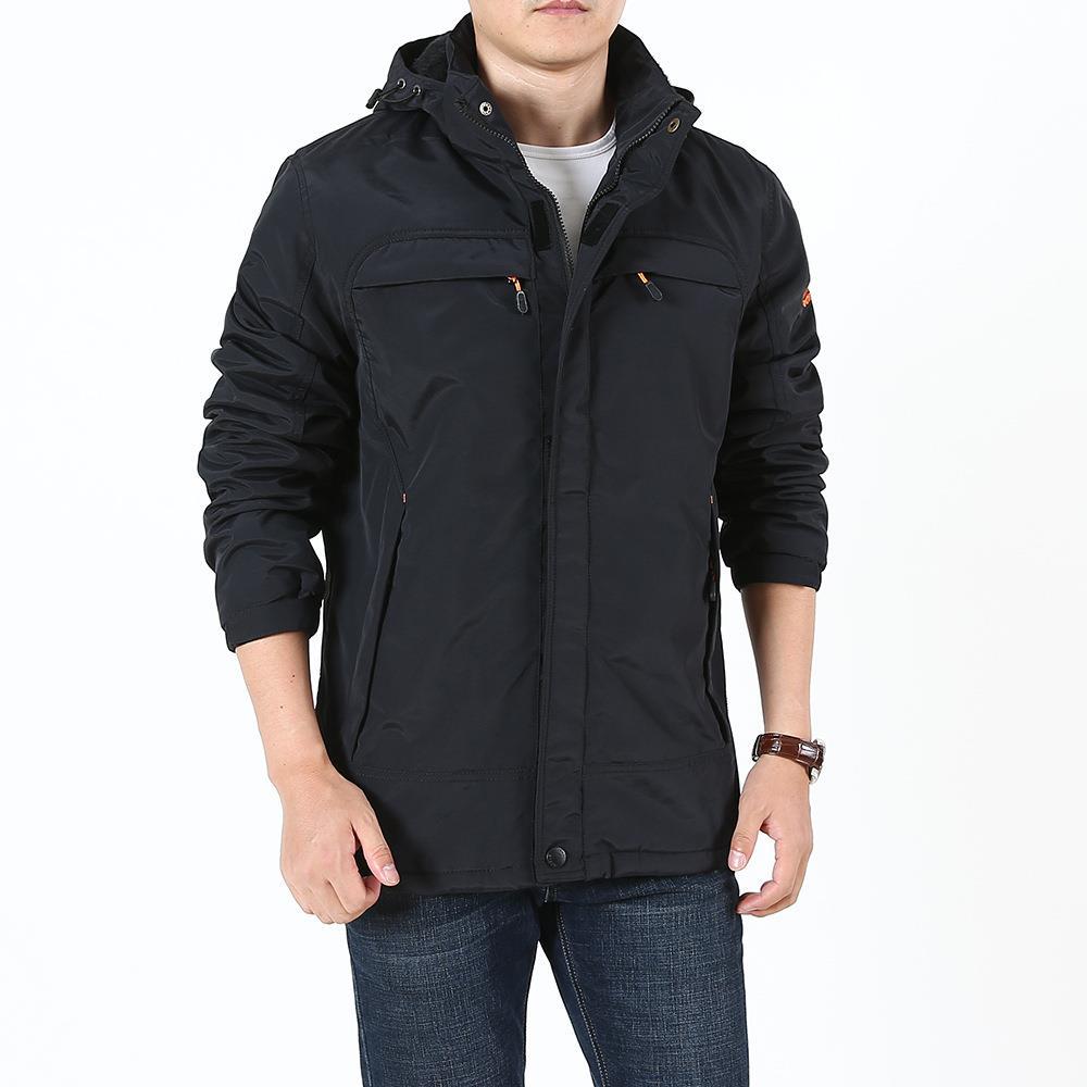Herren Leichter Softshell-Parka mit Fleecegefütterter Kapuze und Multifunktions‑Taschen Echoarchiv