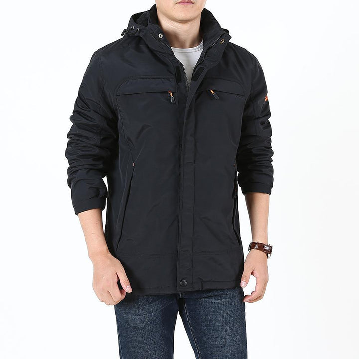 Herren Leichter Softshell-Parka mit Fleecegefütterter Kapuze und Multifunktions‑Taschen Echoarchiv