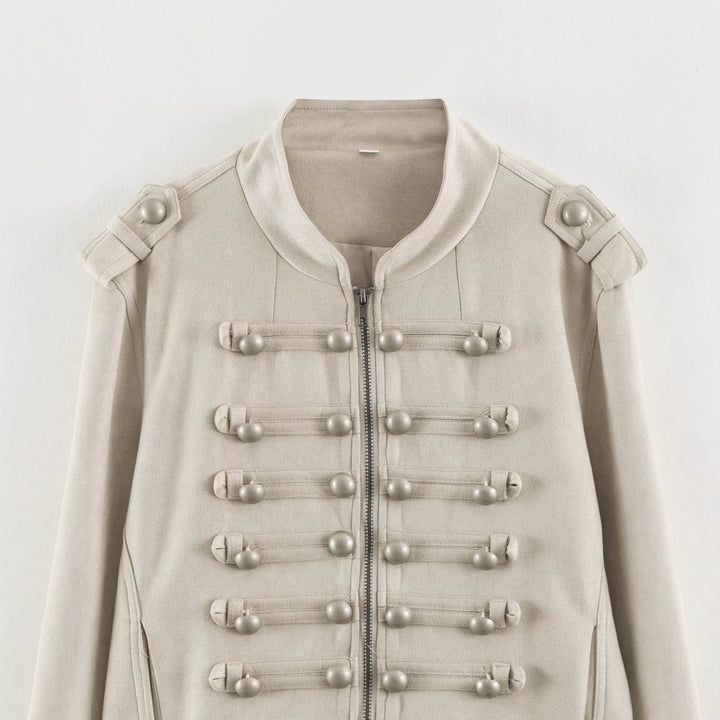 Damen Kurzblouson im Militärlook mit Zierknotenleisten und Stehkragen Echo Archiv