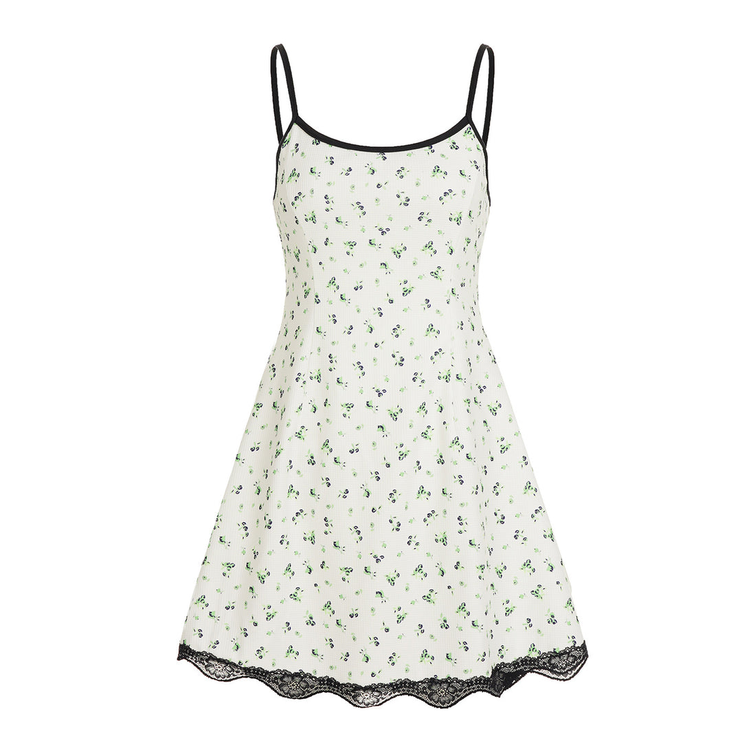 Damen Sommerliches Spaghetti-Trägerkleid mit floralen Mustern und Spitzenbesatz – Élara