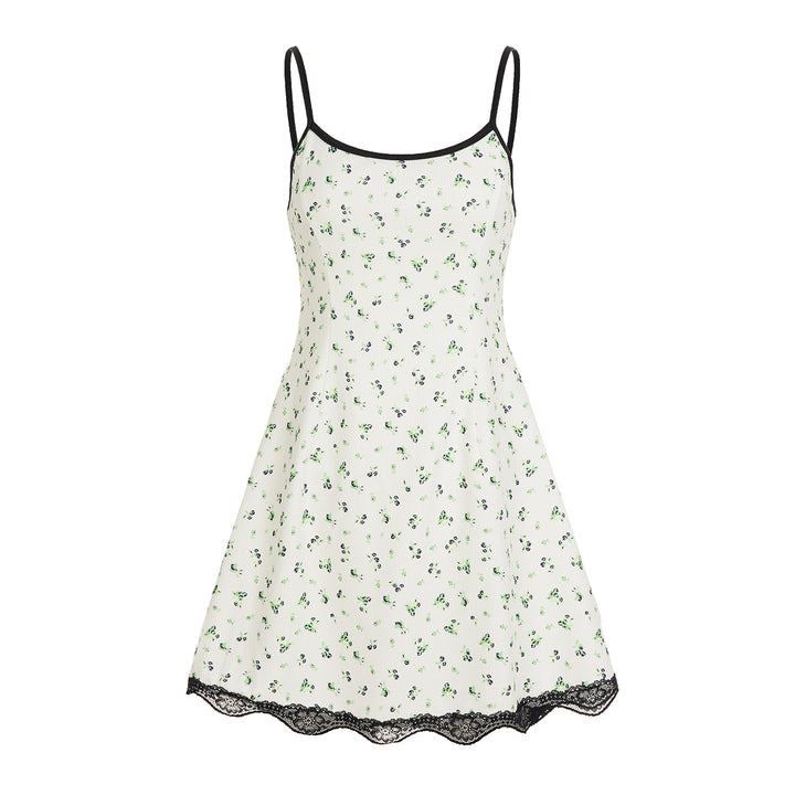 Damen Sommerliches Spaghetti-Trägerkleid mit floralen Mustern und Spitzenbesatz Echo Archiv