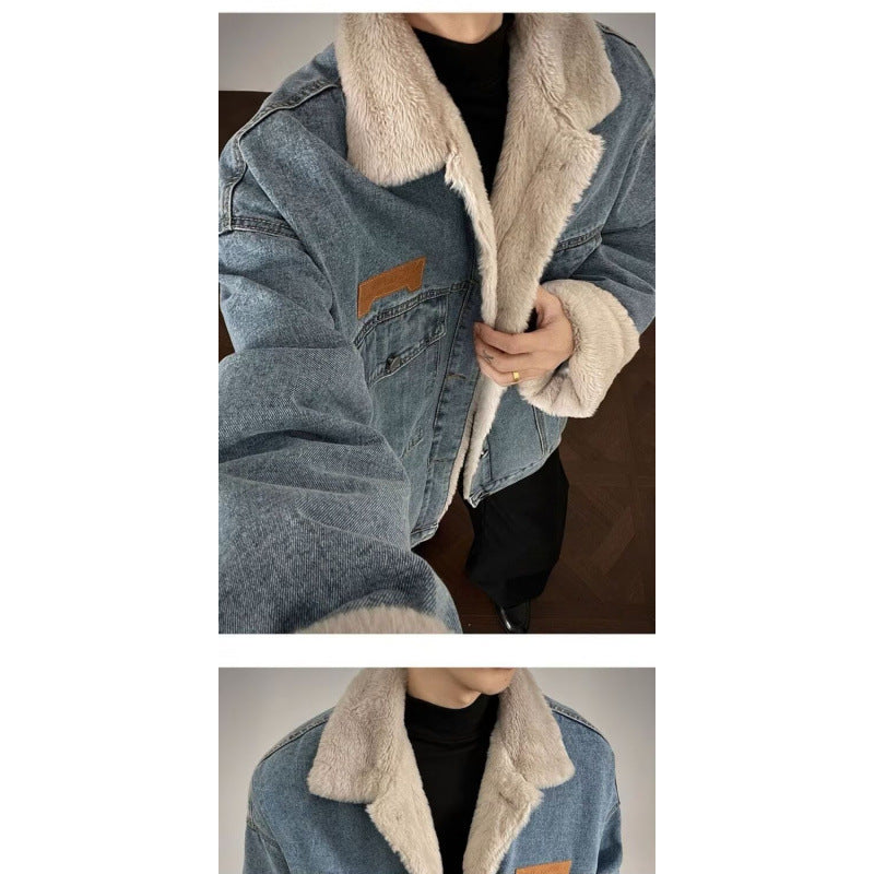Herren Denim-Jacke mit Kunstfellkragen Echo Archiv