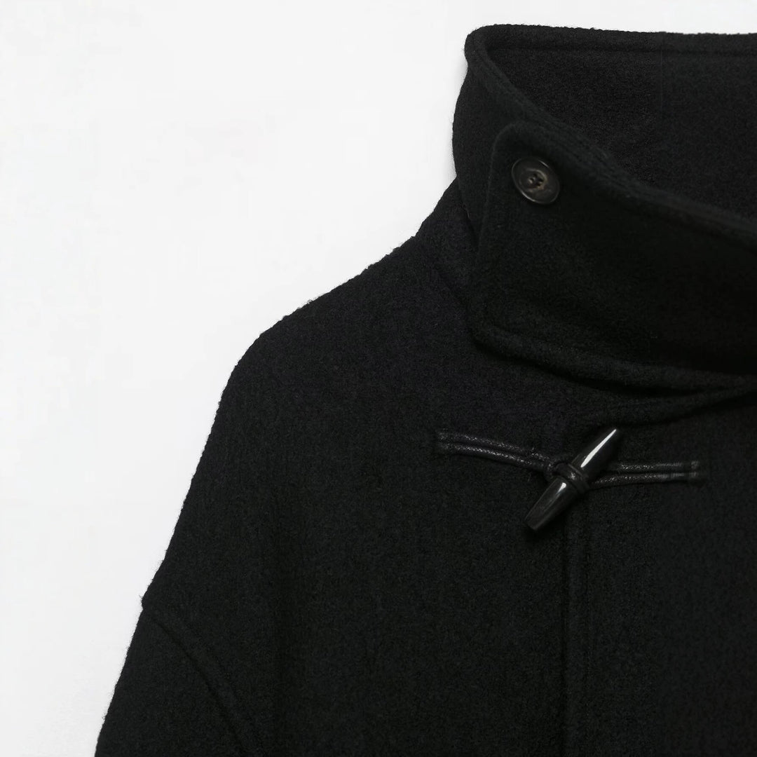 Damen Boxy-Capejacke in Wolloptik mit hoher Kragenblende und Knebelverschlüssen Echo Archiv