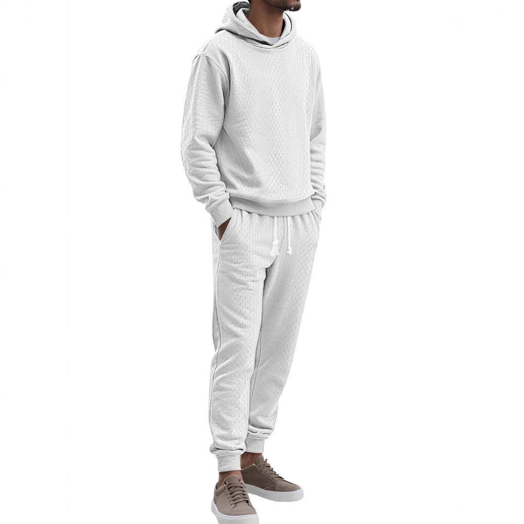 Herren Strukturierter Lounge-Set mit Kapuzenpullover und Jogginghose Echoarchiv
