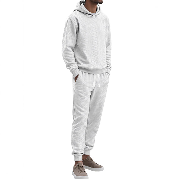 Herren Strukturierter Lounge-Set mit Kapuzenpullover und Jogginghose Echoarchiv