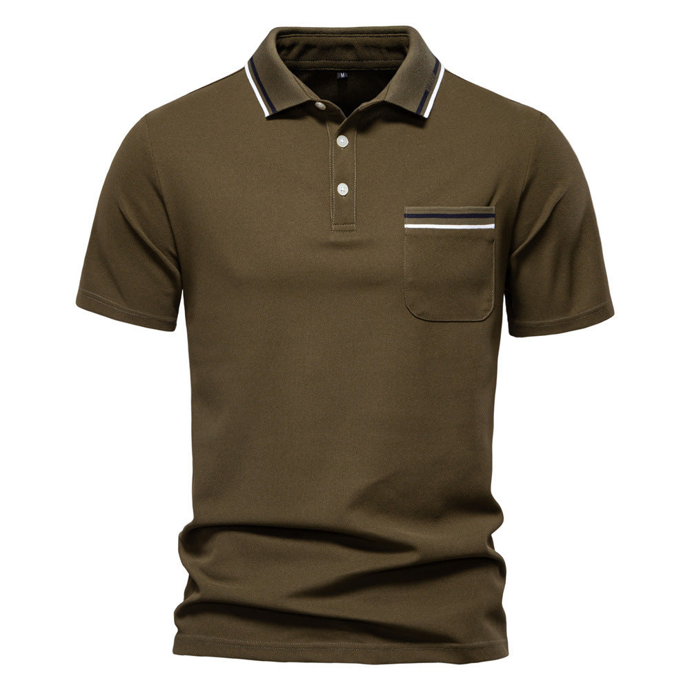 Herren nan modernes Poloshirt mit aufgesetzter Brusttasche und Kontrastbesatz am Polokragen Echo Archiv
