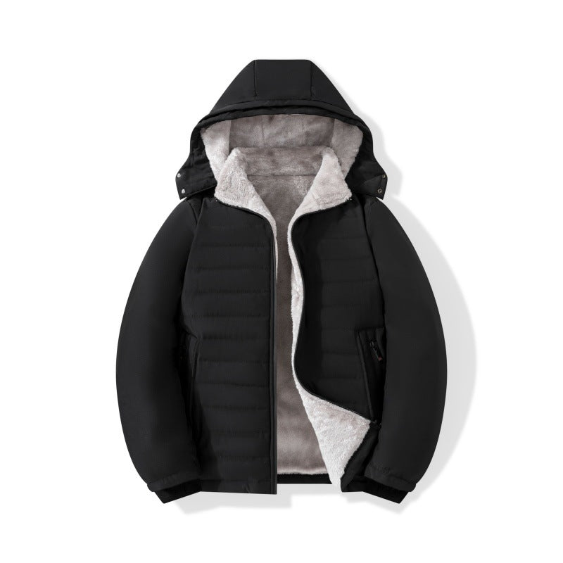 Herren Wattierte Kapuzenjacke mit Teddyfutter, winddichter Außenhülle & Reißverschlusstaschen Echoarchiv