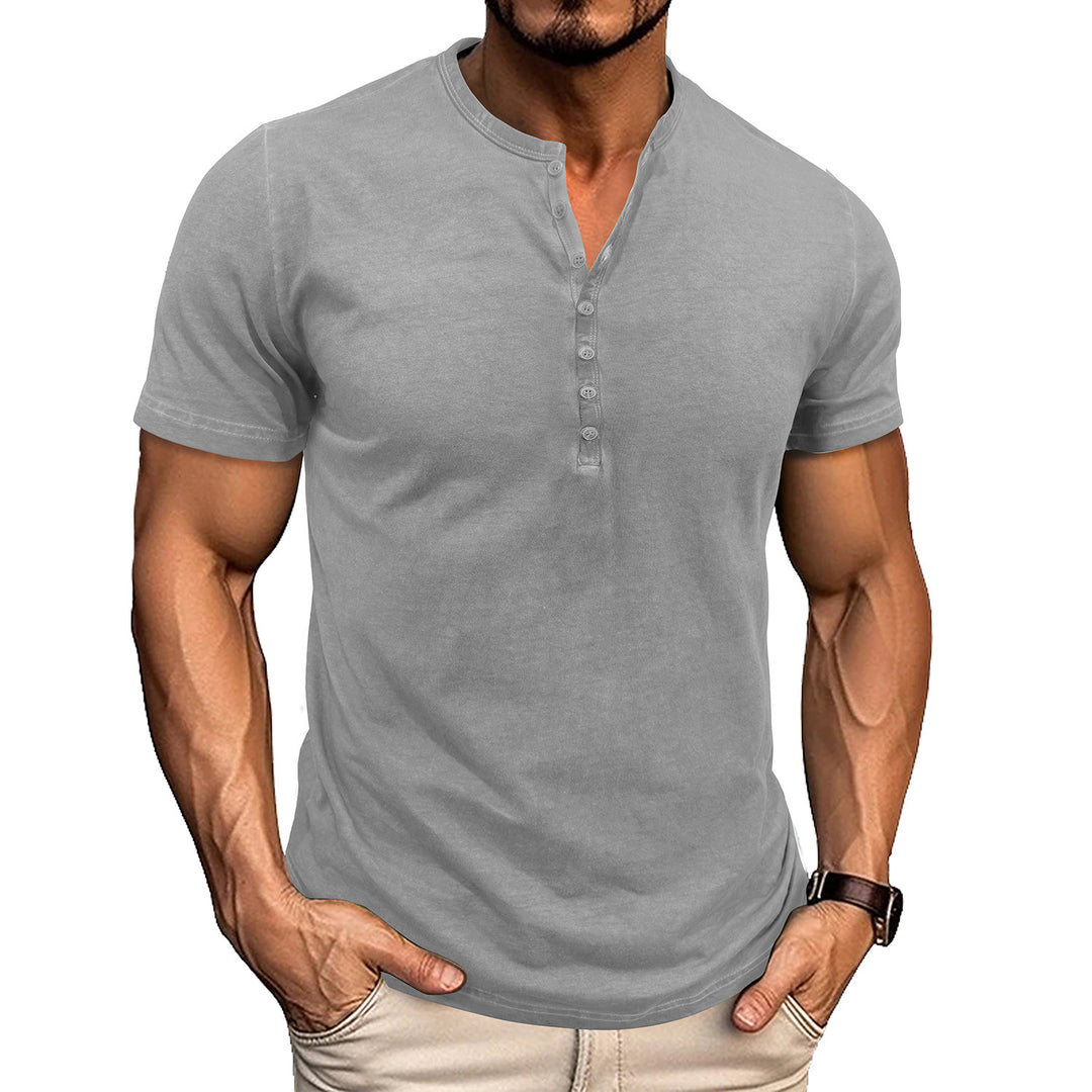Herren Kurzarmshirt mit modischem Henley-Ausschnitt Echoarchiv