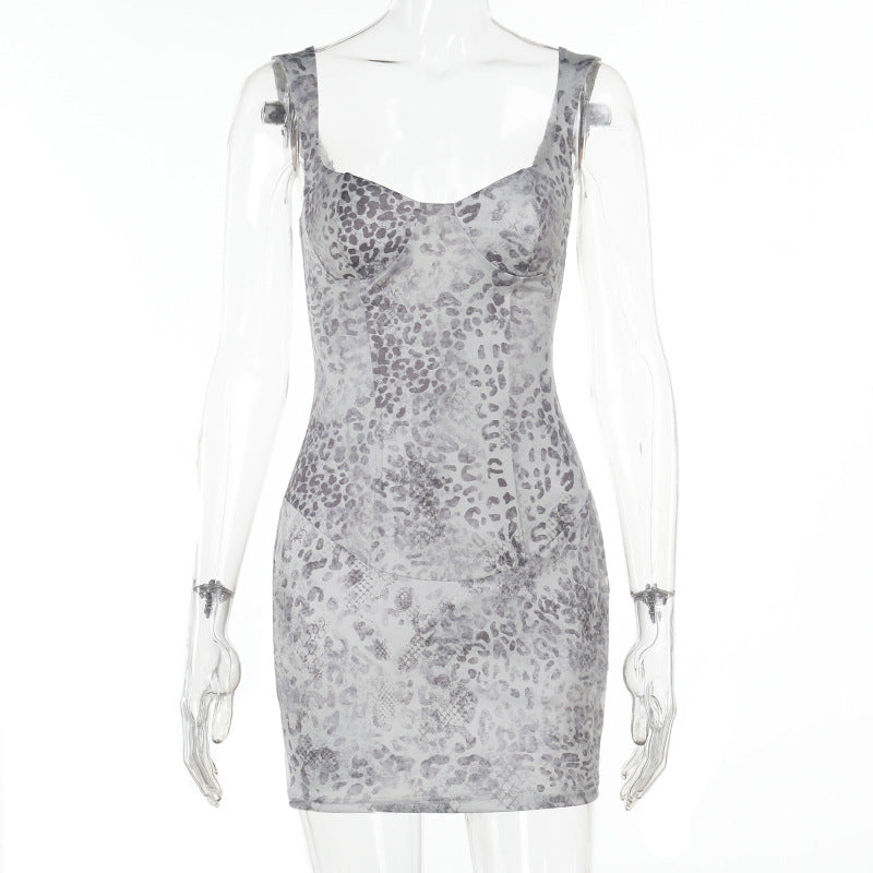 Damen figurbetontes Minikleid mit animalischem Druck Echo Archiv
