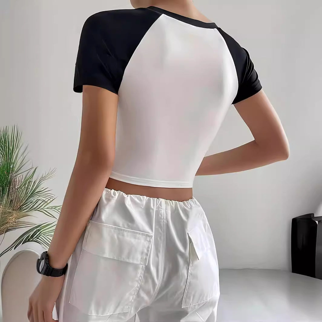 Damen Crop-Top mit motivierendem Schriftzug und lässigem Schnitt Echo Archiv