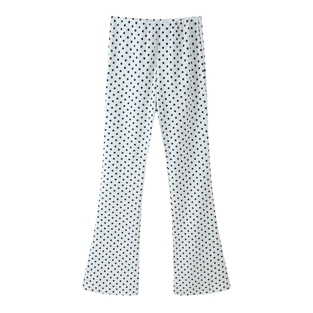 Damen Hochtaillierte Flare-Hose mit Gummibund und Polka-Dot-Print Echo Archiv